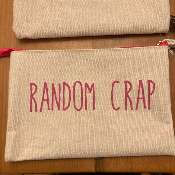 POUCH SET RANDOM CRAP Canvas SET of Two 8” x 5” Cosmetic or Tech Bag - Picture 4 of 8